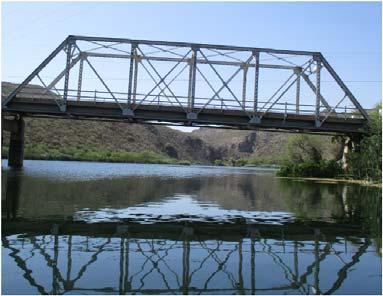 Single lane bridge over First Water (or Willow) Creek from 1924 Part of Boulder Creek Bridge, towards LaBarge Creek,
