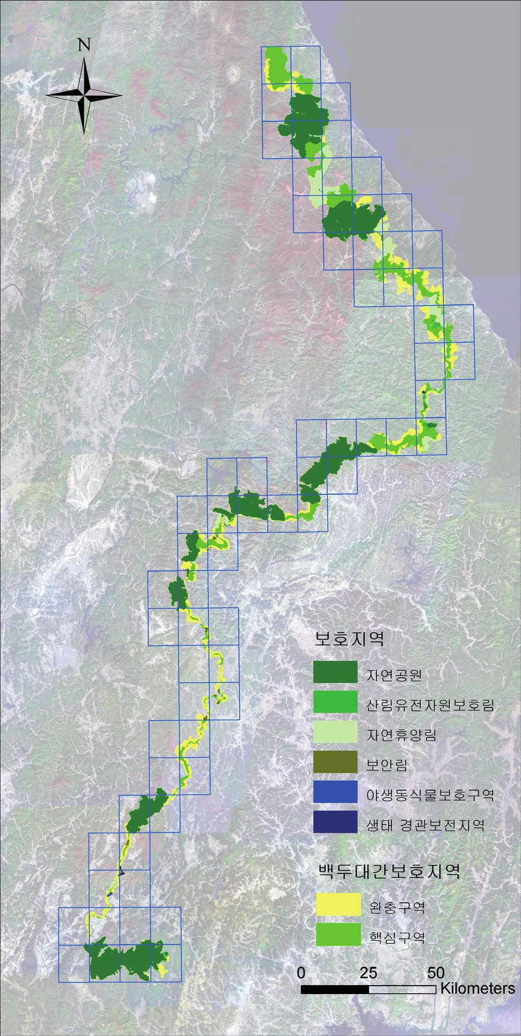 Ecological Corridors (Baekdu Daegan, South Korea) Map 2: Protected