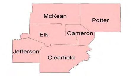 North Central RPO T he North Central Rural Planning Organization (NCRPO) consists of the entire area within Cameron, Clearfield, Elk, Jefferson, McKean, and Potter Counties.