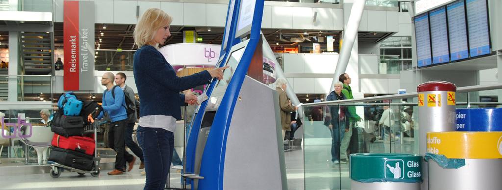Check-in solutions Materna delivers solutions for kiosk check-in at airports as well as for mobile and web check-in.