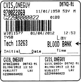 Figure 30: Blood Bank Labels 4.