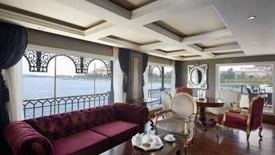 he Marasem Restaurant, Saraya Lounge and ahabia Bar are located on the higher decks offering wonderful views of the Nile.
