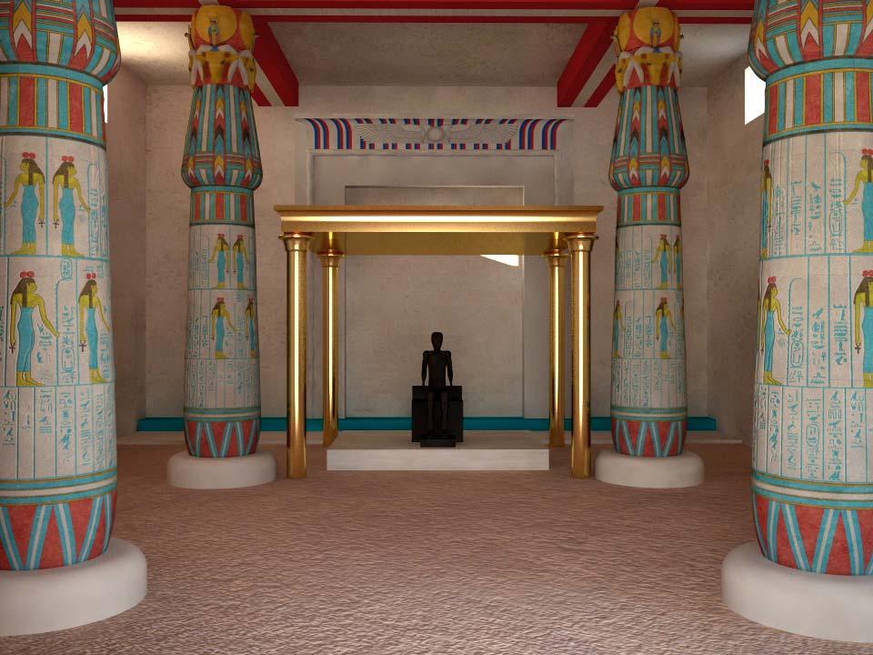 fig. 6: Tentative reconstruction of the Aspelta throne room, with