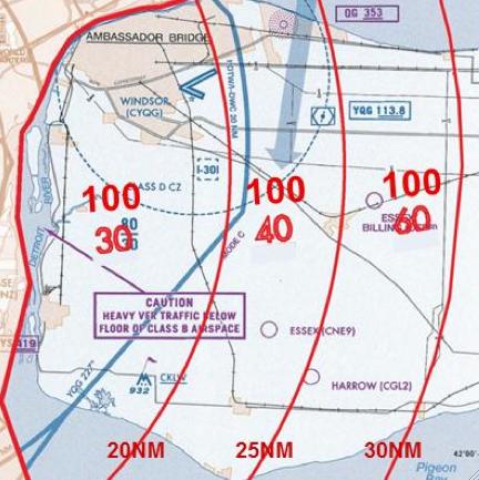 3.1.4 Windsor Class C Terminal Class C terminal airspace exists above Canadian territory around Windsor. Flights should avoid this area unless the following requirements are met: 1.