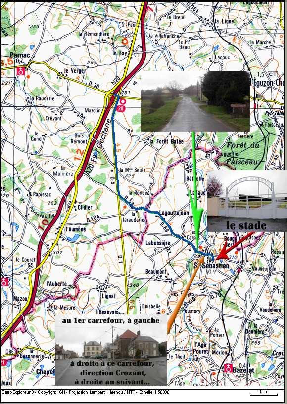 Access map By the A20 motorway, you take exit n 20 (Eguzon, Saint Benoit of Sault). You turn right. You arrive on the turn round.