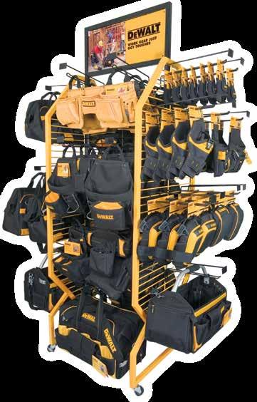 arms (spaced at 6" vertically), with heavy gauge wire arms and loop-style hooks with scan plates 20" Square base with adjustable pad footing 29"W x 29"D x 74"H DEWALT mobile