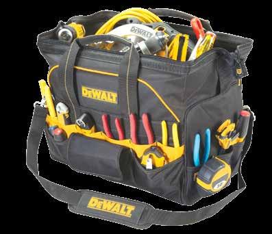 DG5553 18" PRO CONTRACTOR S CLOSED-TOP TOOL BAG Pop-open design Large interior compartment allows for easy access to tools and parts 14 Interior pockets Including one zippered pocket to secure