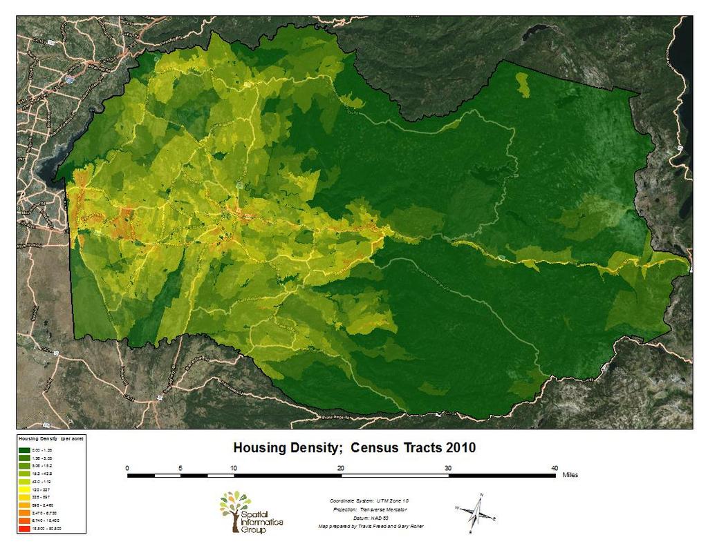Figure 4. Housing Density for El Dorado County (2010). 1.