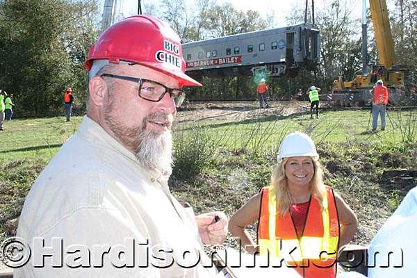 Historic circus train cars park in eastern Levy County Daryl Kirby and his wife Tracy Kirby talk to visitors as a Ringling Bros.