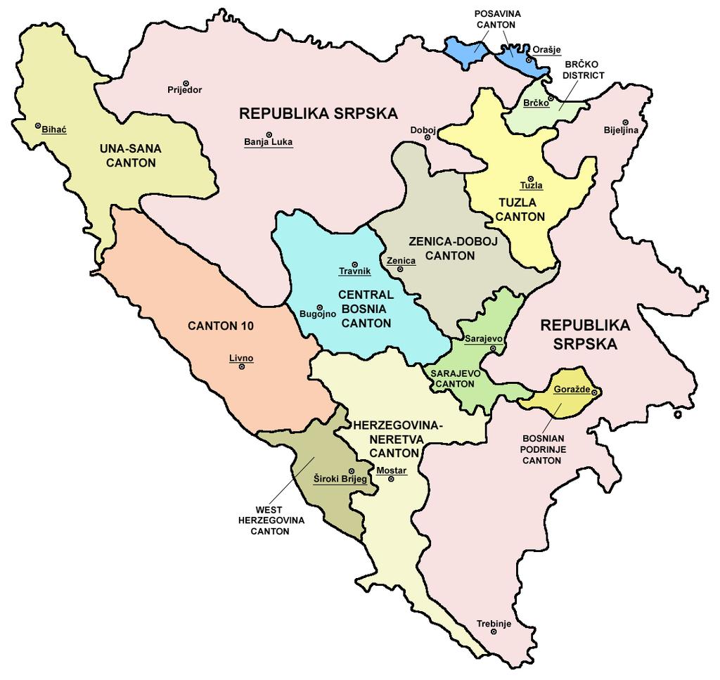 Valentino Grbavac Map 1 The administrative structure of Bosnia and Herzegovina.