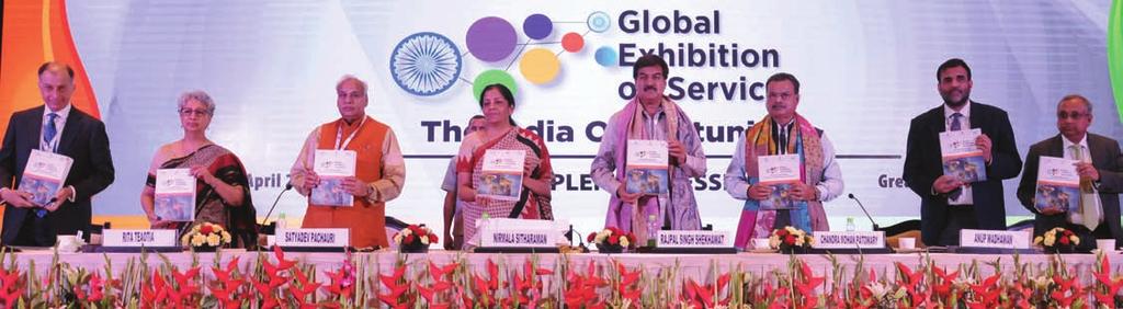 Smt Nirmala Sitharaman, Minister of State (Independent Charge) for Commerce and Industry addressing at GES 2017 n The GES App created for the