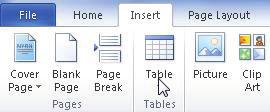 Upotreba tabela u dokumentu 8.1 Kreiranje tabele (Traka Insert, komanda Table) Iz ovog dijela učenici treba da nauče: 1. kako napraviti tabelu u dokumentu, 2.