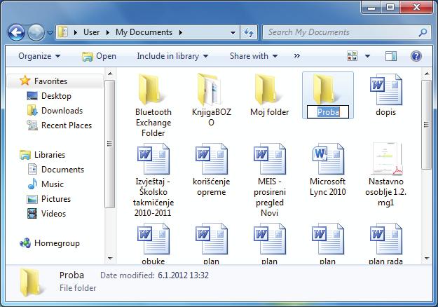 Pregled sadržaja fajlova i foldera se svodi na dupli klik na njihove ikonice. Nakon uvida u podatke dovoljno je zatvoriti prozor. 2.