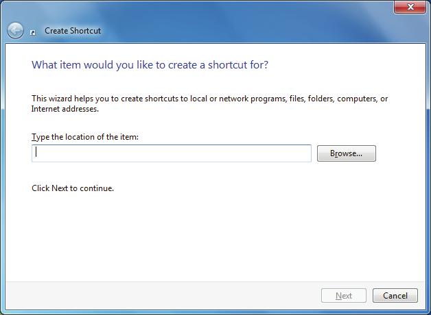 Iz menija naredbe New se izabere opcija Shortcut (prečica) kao na slici 2.7.