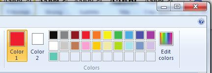 ), a klikom na polja grupe Colors izabere se boja. Može se izabrati i neka druga grupa alata (Brushes četkice ili Shapes oblici).
