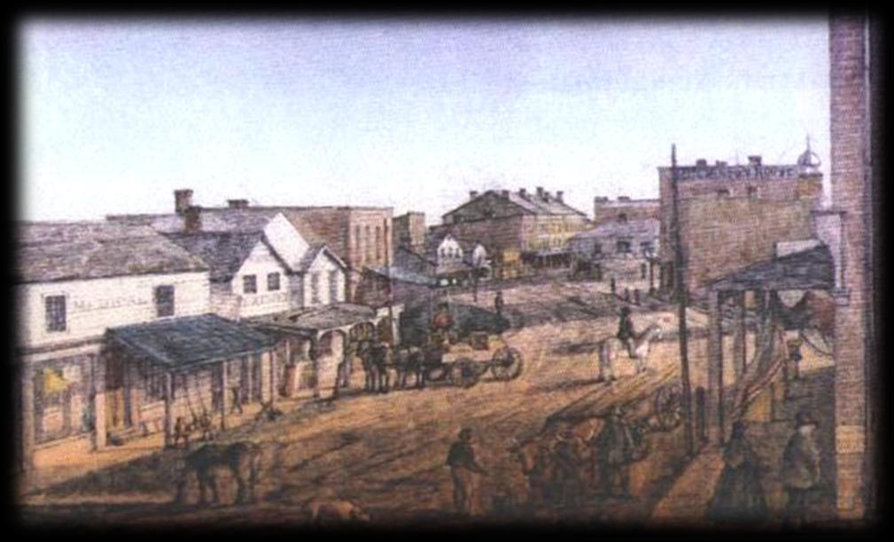 Building the first Canada Southern bridge at St. Thomas, ON. Talbot Street in the 1860s, before the railroad boom.