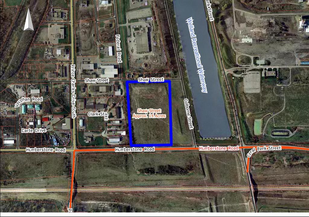 SITE 2 SHAW STREET At approximately 14 acres in size, this land is owned by the Corporation of the City of Welland and it is in close proximity to Southwell Industrial Park.