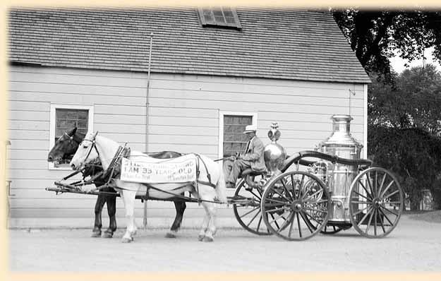 Courtesy of the Albany County Archival Collection. 05-04808_717. Fire Horses pulled wagons before fire trucks were used.