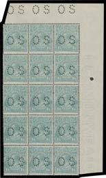 Prestige Philately - Auction No 164 Page: 4 COMMONWEALTH OF AUSTRALIA - KGV - Single Watermark - Official Stamps (continued) Lot 187 187 ** A PERFORATED 'OS': 1/4d greenish blue upper-right corner