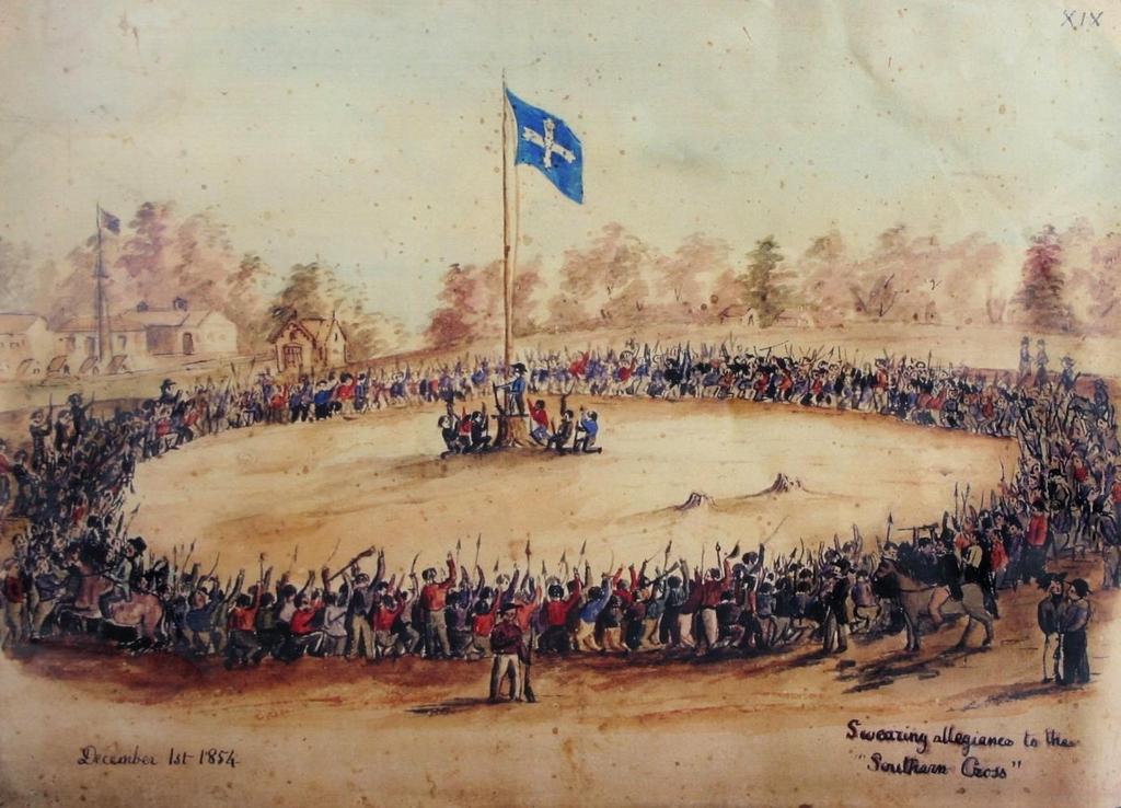 The Eureka Stockade was a gold miners revolt in 1854 in Ballarat, Victoria, against the officials supervising the mining of golf in the region of Ballarat.