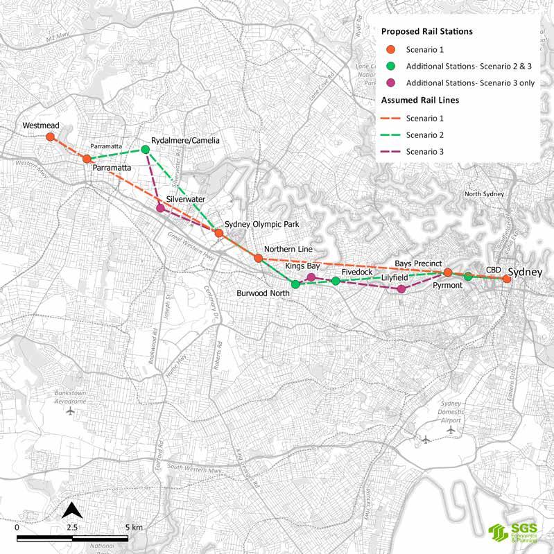 2.2 SCENARIOS Consideration of travel times between Parramatta and CBD is a major factor in scenario development.