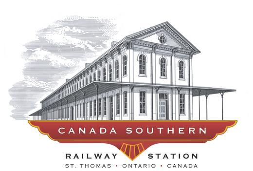 A promotional poster of a Canada Southern Train at Niagara Falls. 1870-1873: Planning the line, building bridges, buying land, and constructing the railroad proceeds. Many shops are built in St.
