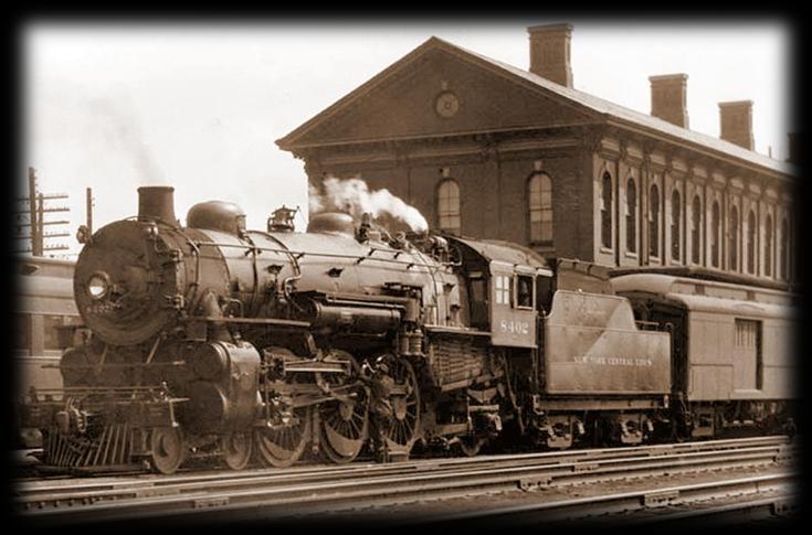 New York Central steam engine at the CASO station. 1968: The Pennsylvania Railroad (PRR) merges with the New York Central Railroad, and becomes the Penn Central Company (PC).