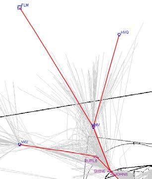 4.1.2.6 Arrivals from the Northwest Below is a depiction of the current RNAV JOHNS STAR from the northwest corner post. The tracks represent a day s traffic between 0700 and 2300 local time.