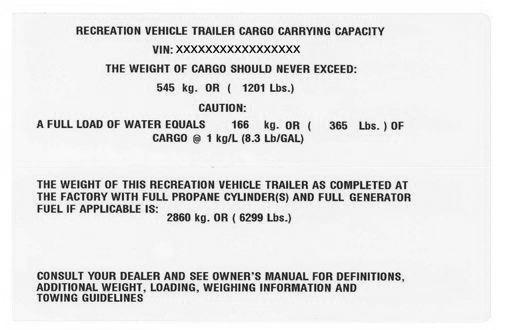 Section 3: Pre-Travel Information OCCC Label (Occupant & Cargo Carrying Capacity: The upper portion of this label is federally required and includes the maximum Occupant & Cargo Carrying Capacity