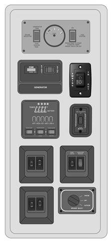 Command Center Panel or Command Center Panel with Switch Modules Items found on these panels may include: Fuel gauge and hour meter with switches for fuel pump and fuel levels; fuel station (if so