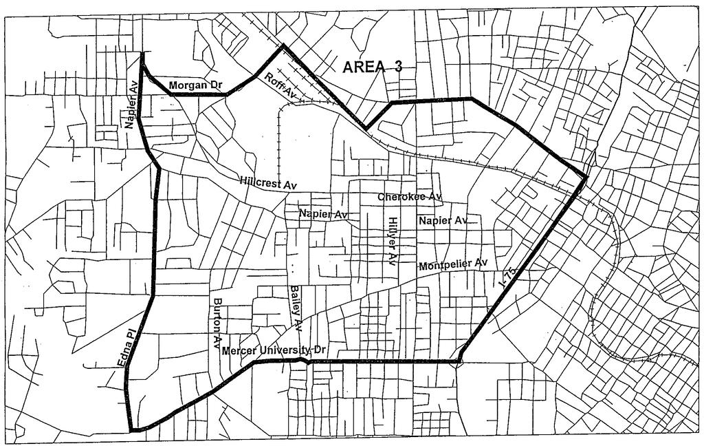 AREA 3 HILLCREST HEIGHTS/CHEROKEE HEIGHTS Bound by the following streets or roads NORTH - From Hillcrest Ave. to Morgan Dr. to Vineville Ave.