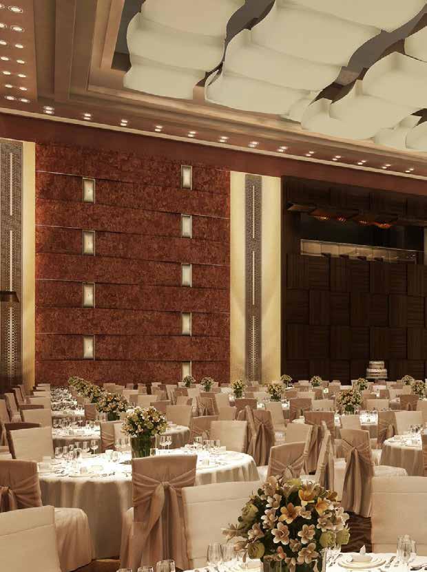 meter Grand Ballroom accommodating 2,500 persons for a banquet event, with 12 meter ceilings, 6 VIP skyboxes, Skyfold Technology partitions