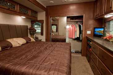 Our six panel solid door to the bedroom provides privacy and separation from the rest of the coach, just like home.