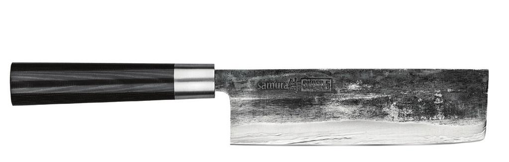 SUPER 5 SUPER 5 Oviform section of the handle SP5-0023 UTILITY KNIFE 162 mm / 6.4 Classic Japanese form 5 layer Damascus, manual forging SUPER 5 knives are heavier than other SAMURA knives by 30-40%.