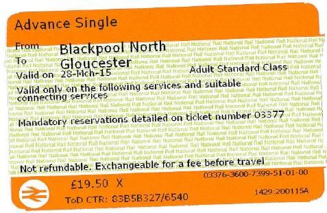 Advance ticket Standard Class Example shows a ticket with more than two