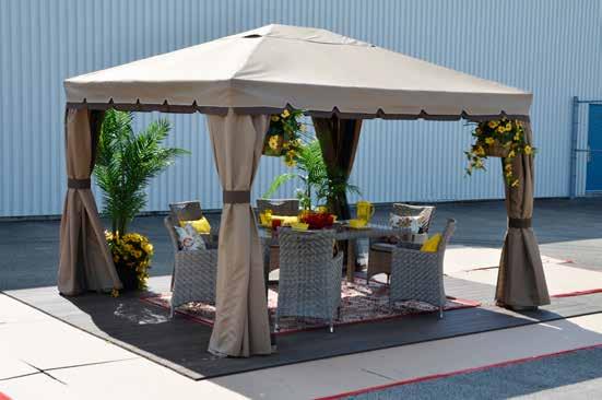 This outdoor lounge concept features a sleek,