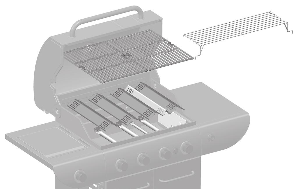 8 Re-position heat plates, cooking grates and