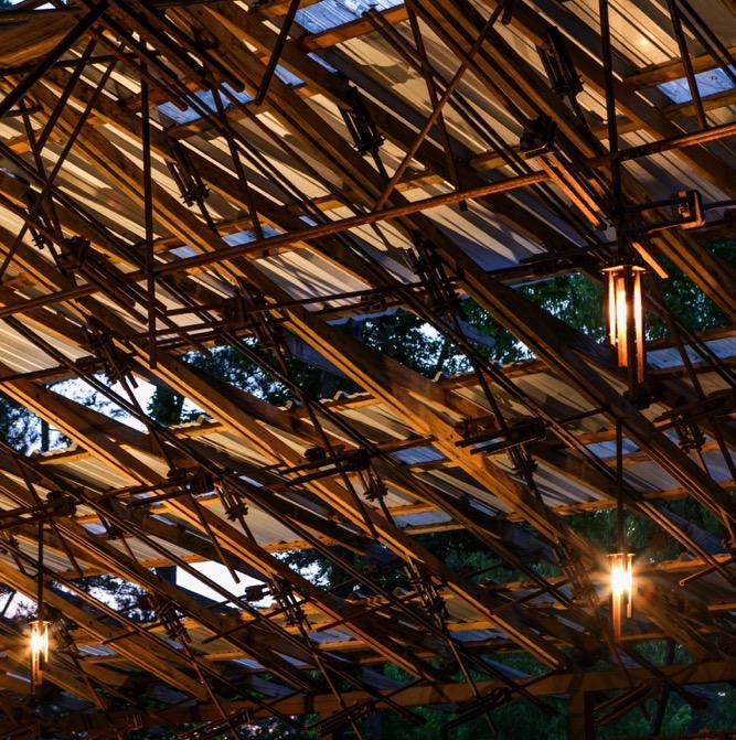A-155.11 Details of the chaotic patterns that emerge on the ceiling of the pavilion as the sun sets.