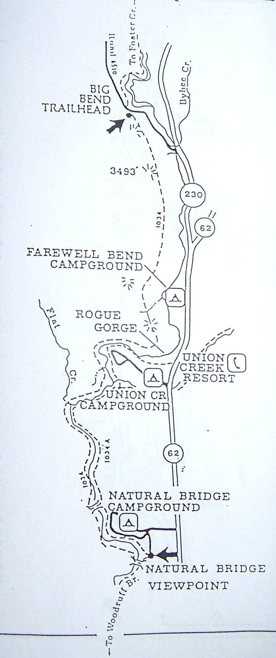 Map of Area left (west) side of upper Rogue River including trail #1034 is primarily the eastern most boundary of the Rogue Gorge