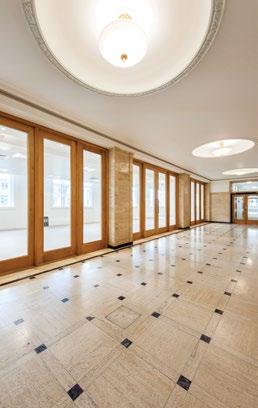 And once on the office floors, the style changes from classical elegance to bright, modern efficiency, as two central light-wells and large perimeter windows fill the open floors with