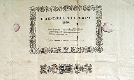 Slika 4. Najstariji sačuvani ovitak Frendship's Offering 1830. Najranijim primjerkom takvog ovitka smatra se ovitak za knjigu izdanu u Njemačkoj 1839.