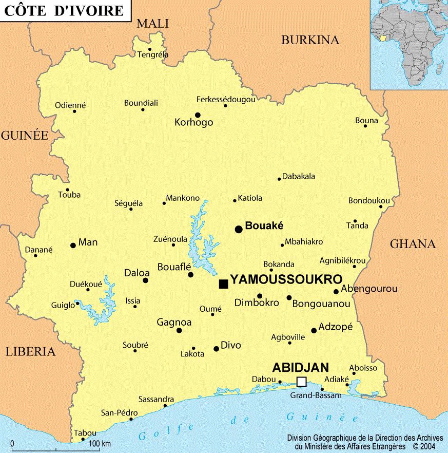 Borders: Burkina Faso (584 km of border with Côte d'ivoire), Ghana (668 km of border), Guinea (610 km of border), Liberia (716 km of border), Mali (532