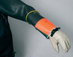 For use as an outer or operating glove Leather glove for use as an outer glove, for protection against mechanical damage.