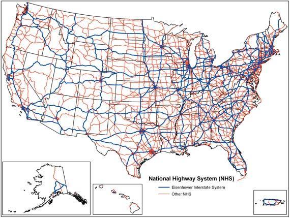 Roadways in US Highway System develops To connect towns large highway systems were built across the