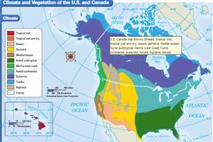 Slide 34 Humid Continental Shared Climates Southern Canada and North Eastern US Characteristics Cold Winters,