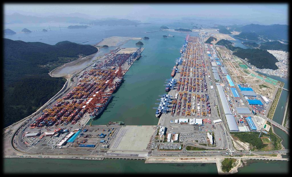 Busan New Port Development Project Busan New Port 5 Container & 1 Multipurpose 23 berth(cntr 21 + Multi 2) Quay Length : 7.5km 12m TEU capacity Period : 1995~2020 Total Budget : USD 16.
