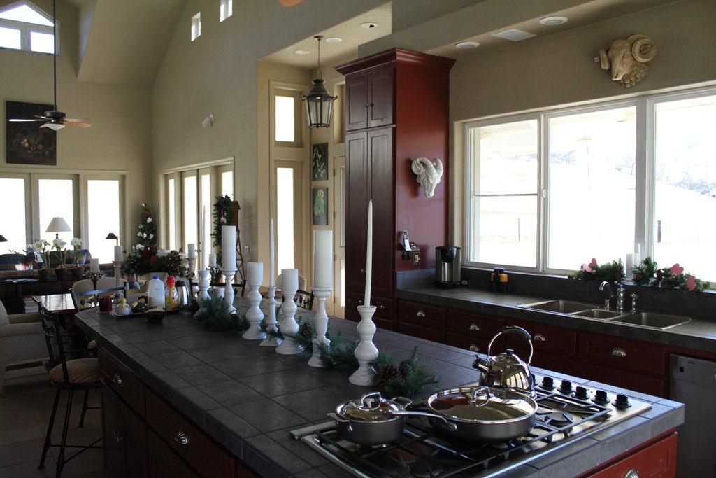 The large, open kitchen flows into the great room and is sure to be the focus of entertaining.