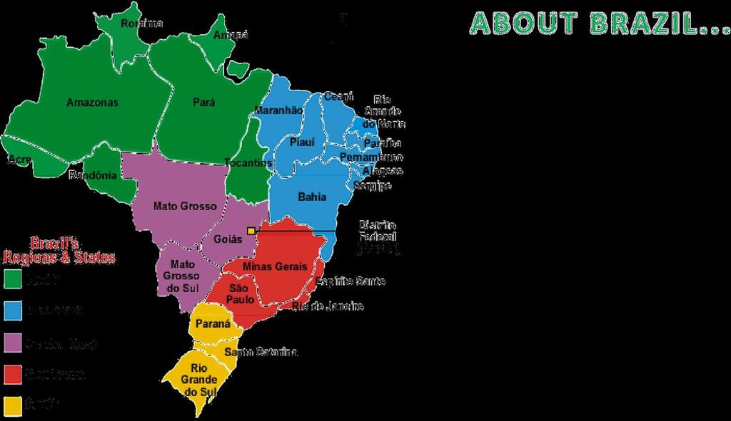 Brazil is the fifth largest country in the world with a total land area is 8,349,320 Km2 (3,223,689 sq.