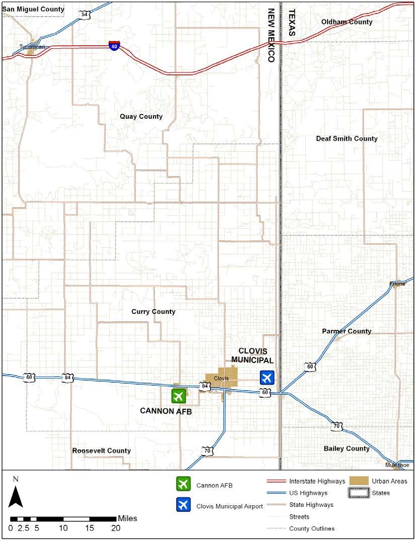 CVN AIRPORT MTER PLAN From the City of Clovis, the Airport is accessible via State Route 523 to County Road D to the airport entrance drive.