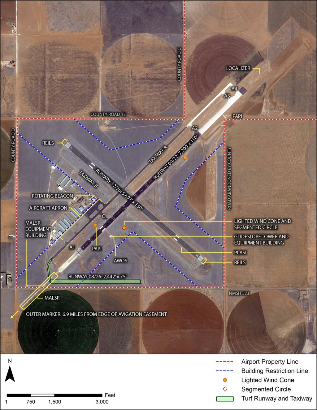 CVN AIRPORT MTER PLAN 1.3 INVENTORY OF AIRSIDE FACILITIES Clovis Municipal Airport supports aviation activity with two paved runways and one turf runway.